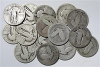 15-MIXED DATE STANDING LIBERTY QUARTERS