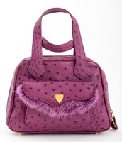 Lana Marks Purple Ostrich Leather Handbag
