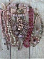 Pink & Pearls Necklaces Costume Jewelry