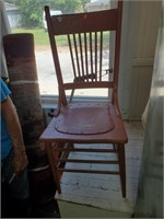 Vtg. Leather Bottom Painted Chair