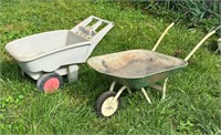 Sm Wheel Barrel & 2-wheel Rubbermaid cart