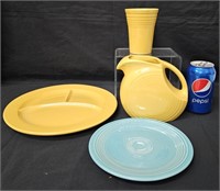 4 Pieces Vintage Fiestaware - Pitcher, Plates, +