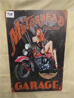Motorhead Garage Metal Sign, 12" x 8"