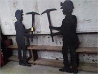 2 Silhouette Coal Miners on Plywood