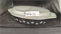 Pyrex 'Black Snowflake' casserole 1956