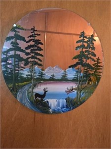 Painted Round Mirror