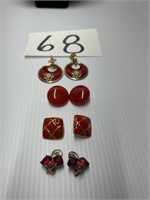 Four sets red earrings