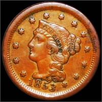 1853 Braided Hair Large Cent NEARLY UNC