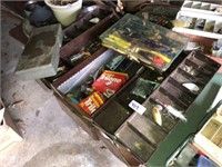 Vintage Metal Tackle box & Contents