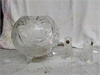 Crystal Bowl and Salt & Pepper Shakers