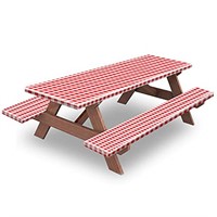 KENOBEE Picnic Table and Bench Fitted Tablecloth