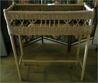 Wicker and Wood Plant Stand