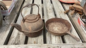 Cast Iron Tea Pot and Skillet