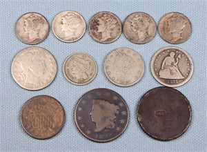 (12) 19th-20th C. US Type Coins