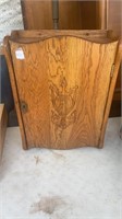 Oak Hanging Cabinet with Carved Door