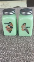 Pair of Jadeite Salt and Pepper Shakers