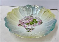 Wild Rose Iridescent Scalloped Edge Porcelain Bowl