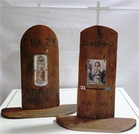 2 Handmade Geronimo & Crazy Horse Wooden Markers