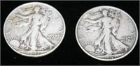 (2) 1943 Silver Walking Liberty Half Dollars