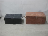 Vtg Metal Chest & Vtg Wood Chest See Info