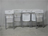 Five 17"x 15"x 29" White Plastic Chairs