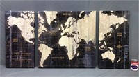 3pc Globe World Wall Art Canvas