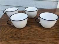 Vintage lot of 4 marked Sweden enamel cups blue