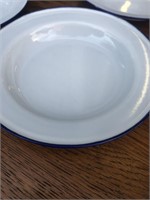 Vintage lot of 7 enamel deep saucer plates 7”