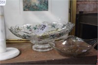 COLORED CRYSTAL FOOTED BOWL - GOLD DECORATED