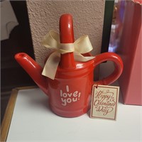 Happy Valentine's Day porcelain watering can, 5"