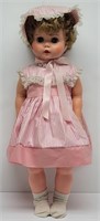 Vintage Doll 24" Tall Striped Dress w/ Lace