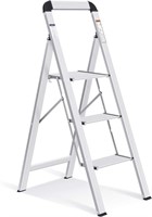 TOOLF 3 Step Ladder with Handgrip, Folding Steel