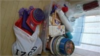 tote, lid, paper and plastic plates, cups, etc