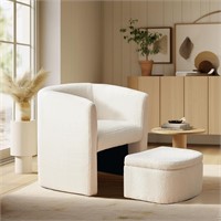 COLAMY Sherpa Chair with Ottoman  Beige