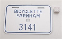 Plaque de vélo bicyclette Farnham