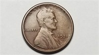 1921 S Lincoln Cent Wheat Penny