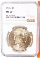 Coin  1925 Peace Silver Dollar  NGC  MS65+