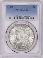 1887 Morgan Silver Dollar PCGS MS-63