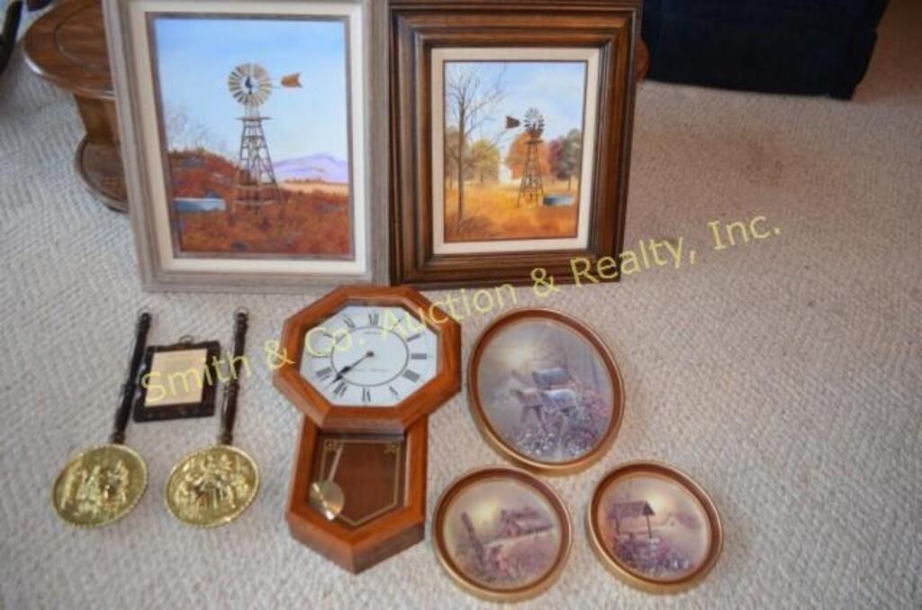 Windmill Paintings, Clock, Wall Decor
