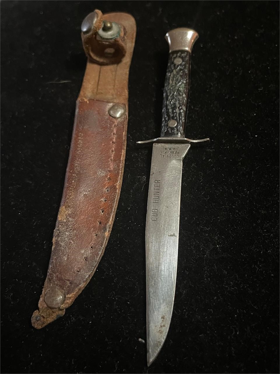 Rare Cub Hunter Antique Bowie Knife & Sheath