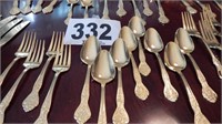 40 PIECE ROGERS GOLD TONE STAINLESS FLATWARE