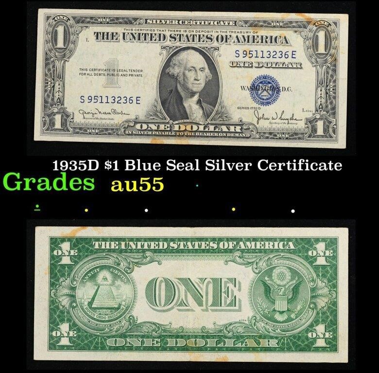 1935D $1 Blue Seal Silver Certificate Grades Choic