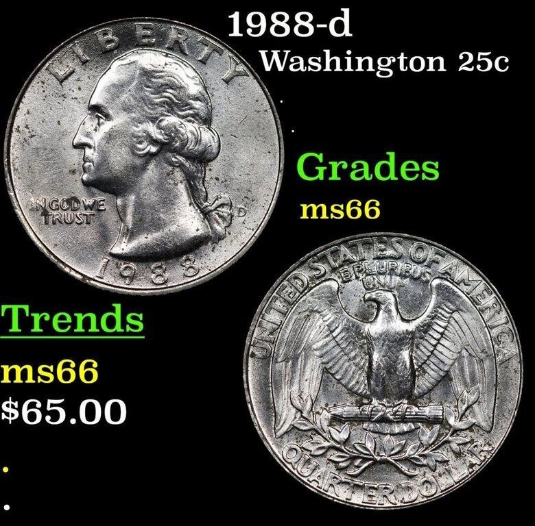 1988-d Washington Quarter 25c Grades GEM+ Unc