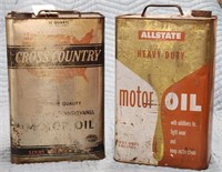 "Allstate" & "Cross Country" 10QT Motor Oil Cans