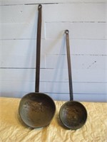 2 PC HAND FORGED $ HAMMERED LADLES