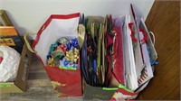 3 BAGS OF ASST. CHRISTMAS BOXES, BAGS & BOWS