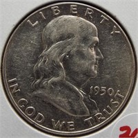 1950 Franklin half dollar. BU. Better date.