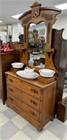 Ash and Walnut 3 Drawer Dresser with Mirror