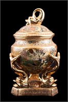 Large Royal Satsuma Decorated Lidded Urn
