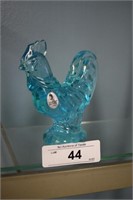 FENTON BLUE ROOSTER STICKERED